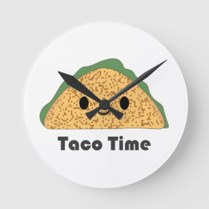 Niedlich Kawaii Taco Time Taco Runde Wanduhr
