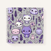 Niedlich Kawaii Thema Lila Lavender | Spirale Notizblock (Vorderseite)