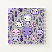 Niedlich Kawaii Thema Lila Lavender | Spirale Notizblock (Rückseite)