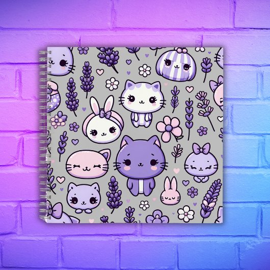 Niedlich Kawaii Thema Lila Lavender | Spirale Notizblock