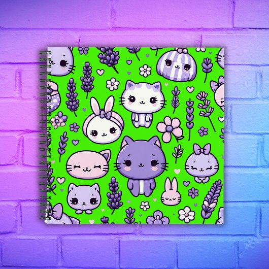 Niedlich Kawaii Thema Lila Lavender | Spirale Notizblock