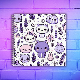 Niedlich Kawaii Thema Lila Lavender | Spirale Notizblock