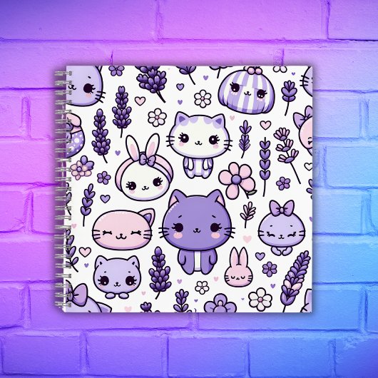 Niedlich Kawaii Thema Lila Lavender | Spirale Notizblock