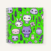 Niedlich Kawaii Thema Lila Lavender | Spirale Notizblock (Vorderseite)