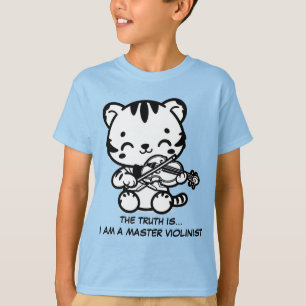 Niedlich Kawaii Tiger Geige spielen T-Shirt