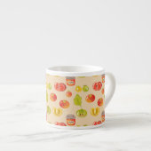 Niedlich Kawaii Tomato Nahtloses Muster Espressotasse (Vorderseite Rechts)