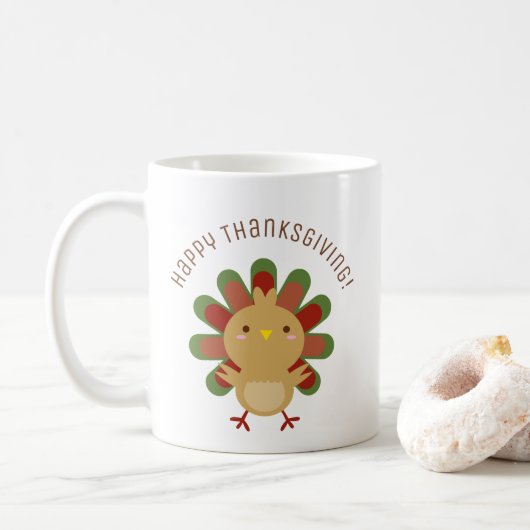 Niedlich Kawaii Türkei Glückwunsch Thanksgiving Kaffeetasse (Mit Donut)