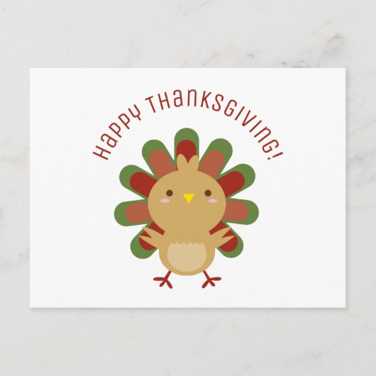 Niedlich Kawaii Türkei Glückwunsch Thanksgiving Postkarte (Vorderseite)