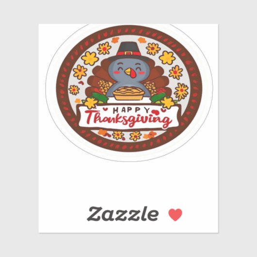 Niedlich Kawaii Türkei - Happy Thanksgiving Classi Aufkleber (Blatt)