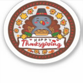Niedlich Kawaii Türkei - Happy Thanksgiving Classi Aufkleber (Vorderseite)