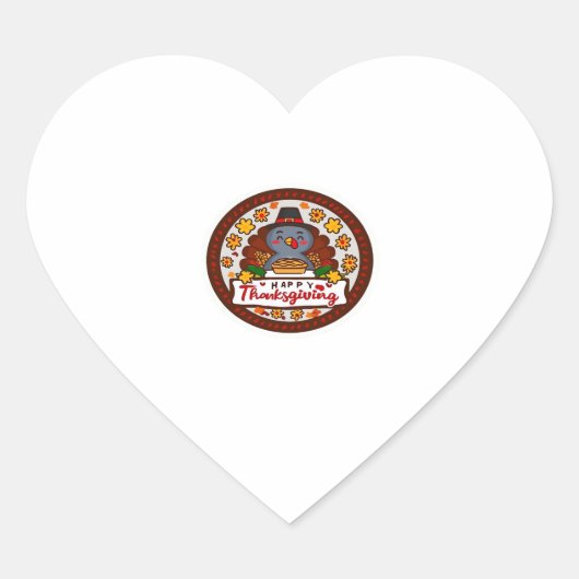 Niedlich Kawaii Türkei - Happy Thanksgiving Classi Herz-Aufkleber (Vorderseite)