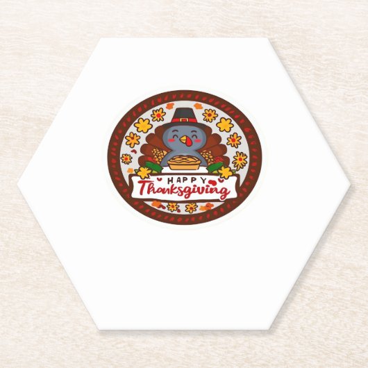 Niedlich Kawaii Türkei - Happy Thanksgiving Classi Untersetzer (Vorderseite)