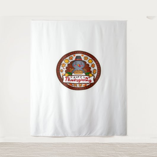 Niedlich Kawaii Türkei - Happy Thanksgiving Classi Wandteppich (Vorderseite)