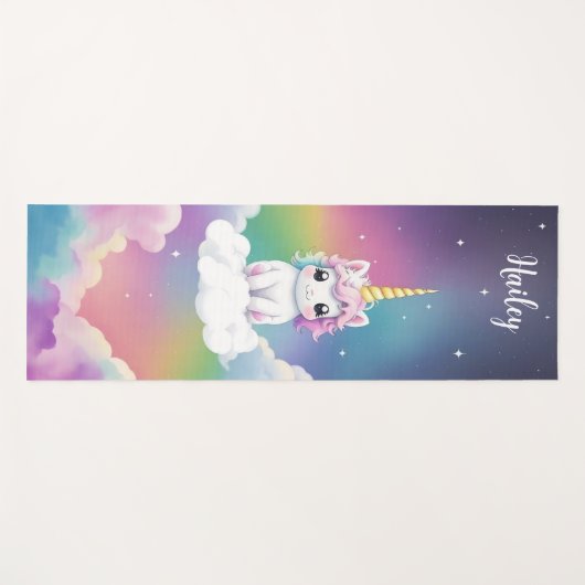Niedlich Kawaii Unicorn Kinder Yoga Mat Yogamatte (Vorderseite (Horizontal))