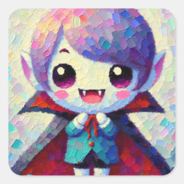 Niedlich Kawaii Vampire Boy Quadratischer Aufkleber