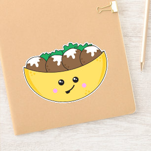 Niedlich Kawaii Vegetarian Falafel in Pitta Brot L Aufkleber