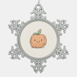 Niedlich Kawaii Watercolor Pumpkin Schneeflocken Zinn-Ornament