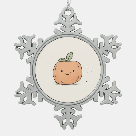 Niedlich Kawaii Watercolor Pumpkin Schneeflocken Zinn-Ornament (Vorderseite)