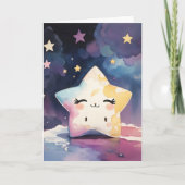 Niedlich Kawaii Watercolor Star Kinderzimmer Baby Karte (Vorderseite)