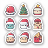 Niedlich Kawaii Weihnachtssticker Pack Aufkleber (Vorderseite)