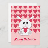 Niedlich Kawaii Weißer Hund Valentines Herzladen Einladung (Vorne/Hinten)