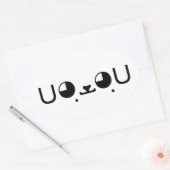 Niedlich Kawaii Welppy Dog Japanisch Kaomoji Emoti Ovaler Aufkleber (Umschlag)