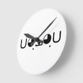 Niedlich Kawaii Welppy Dog Japanisch Kaomoji Emoti Runde Wanduhr (Winkel)