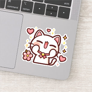 Niedlich Kawaii White Cat Aufkleber