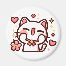 Niedlich Kawaii White Cat Magnet