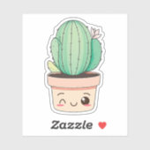 Niedlich Kawaii Wink Pflanze Cactus Aufkleber (Blatt)