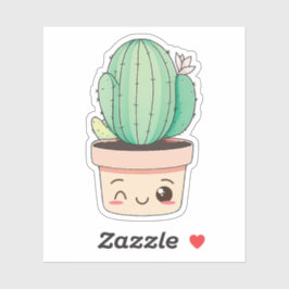 Niedlich Kawaii Wink Pflanze Cactus Aufkleber