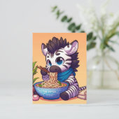 Niedlich Kawaii Zebra Eating Ramen Postkarte (Stehend Vorderseite)