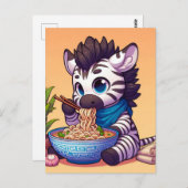 Niedlich Kawaii Zebra Eating Ramen Postkarte (Vorne/Hinten)