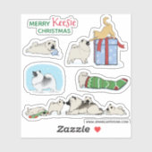 Niedlich Keeshonden Keesies Holiday Vinyl Sticker (Blatt)