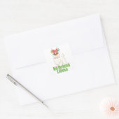 Niedlich kein Drama Llama mit Blumenkrone Quadratischer Aufkleber (Umschlag)