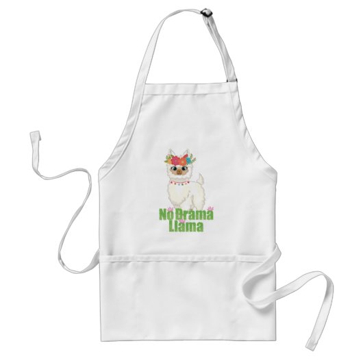 Niedlich kein Drama Llama mit Blumenkrone Schürze (Vorne)
