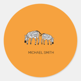 Niedlich Kenyan Zebras, afrikanische Art Orange Runder Aufkleber
