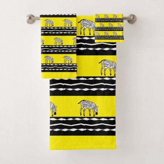 Niedlich Kenyan Zebras Yellow Badhandtuch Set (Insitu)