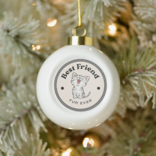 NIEDLICH! Keramik Ball - Bester Freund Fur je - Kü Kugel-Ornament