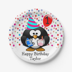 Niedlich Kid 1. Happy Birthday Pinguin Pappteller