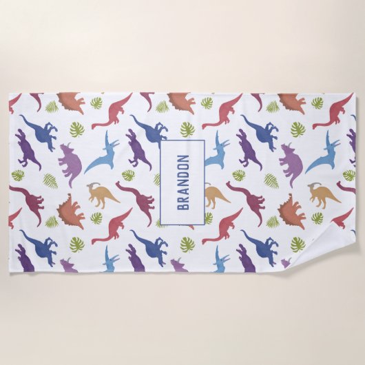 Niedlich Kid Dinosaurier Muster Personalisierter N Strandtuch (Vorderseite)
