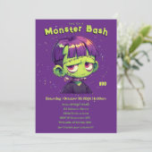 Niedlich Kid Frankenstein halloween Einladung (Stehend Vorderseite)