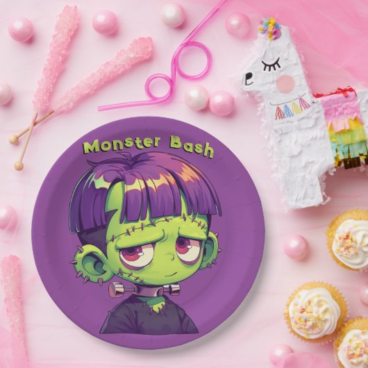 Niedlich Kid Frankenstein halloween Pappteller (Party)