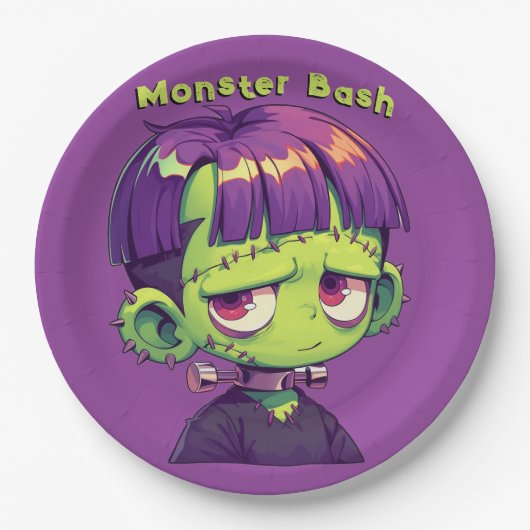 Niedlich Kid Frankenstein halloween Pappteller (Vorderseite)