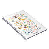 Niedlich Kids ABC Alphabet Illustration mit Name Notizblock (Rechte Seite)