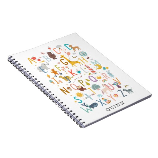 Niedlich Kids ABC Alphabet Illustration mit Name Notizblock (Rechte Seite)
