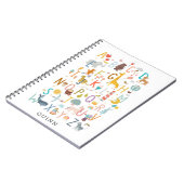 Niedlich Kids ABC Alphabet Illustration mit Name Notizblock (Linke Seite)