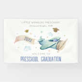 Niedlich Kids Airplane Abschluss Preschool Willkom Banner (Horizontal)