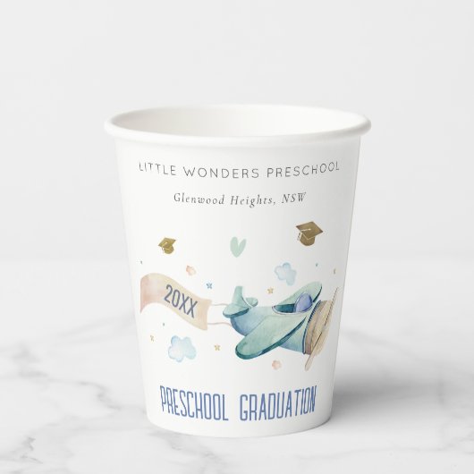 Niedlich Kids Airplane Sky Stars Preschool Abschlu Pappbecher (Rückseite)