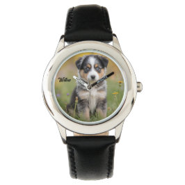 Niedlich Kid's Australian Shepherd Personalisiert Armbanduhr